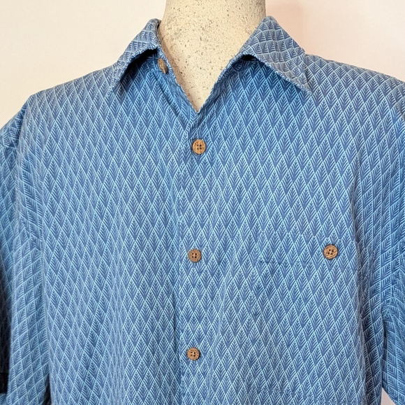 NWT Island shores linen blend short sleeve button up shirt, blue Size Large - Picture 7 of 10